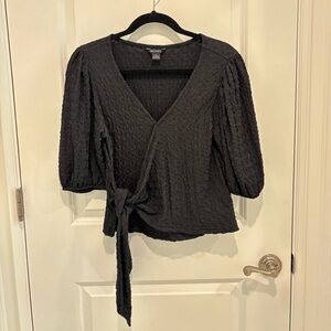 Monki Elegant Black Wrap Top